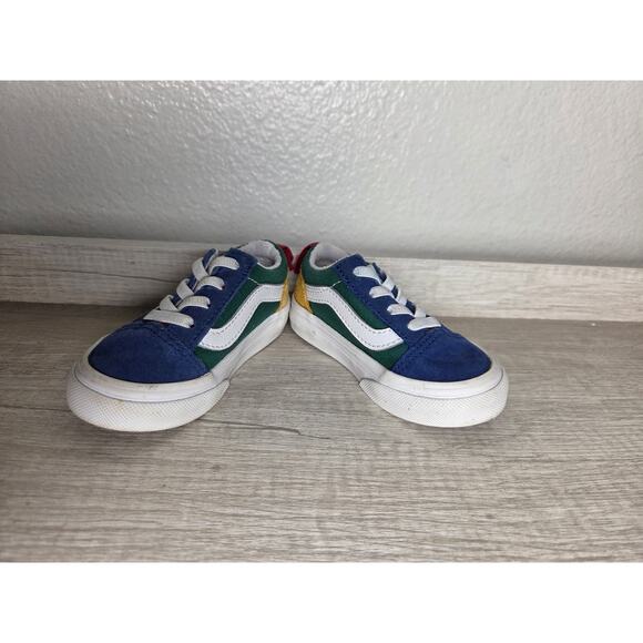 Vans Old Skool V Color-Block Skate Shoe - Baby / Toddler - Red / Blue - Picture 2 of 6